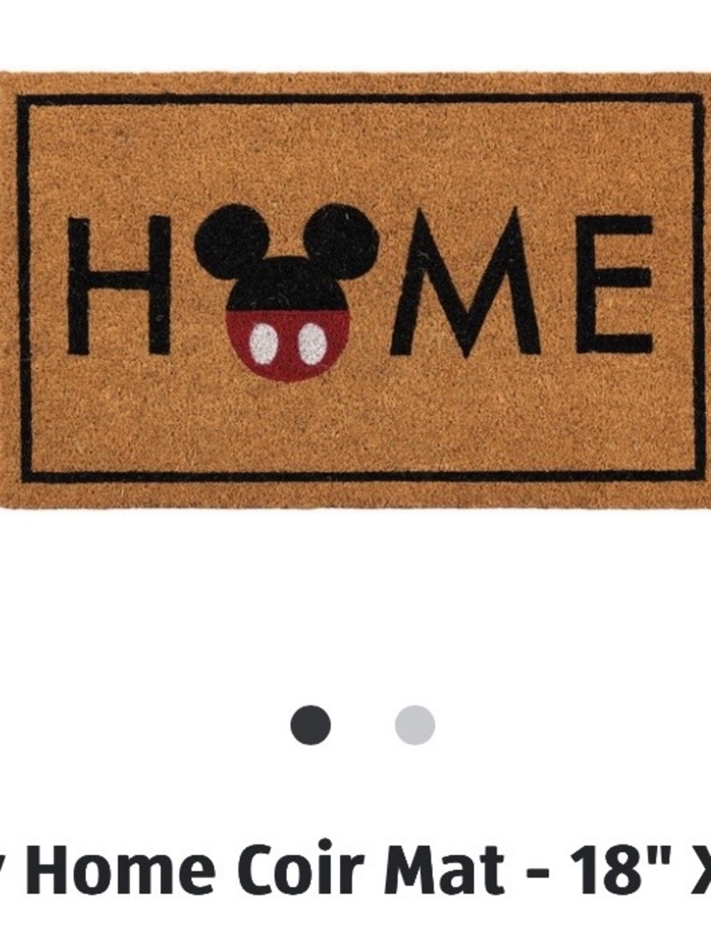 Disney HOME Coir Doormat with Black and Red Mickey Accent